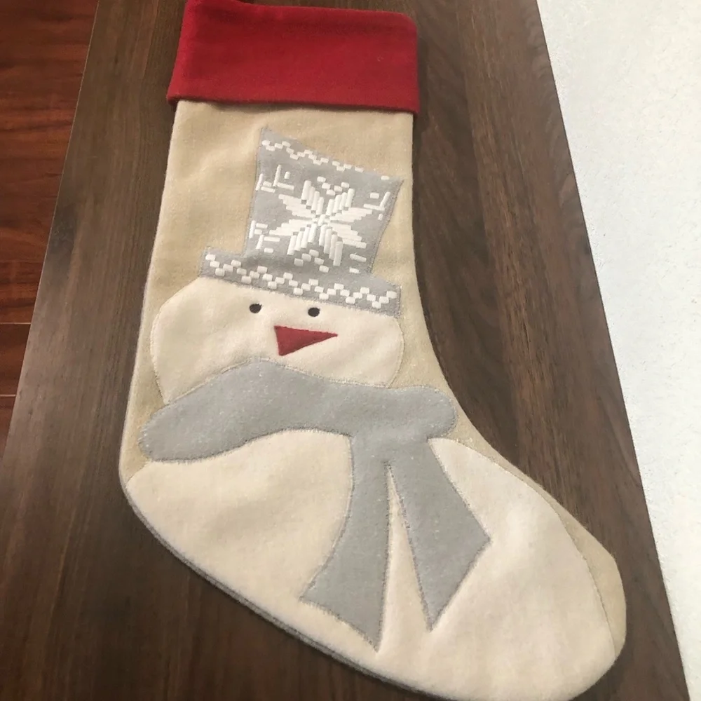 Crate & Barrel Snowman Christmas Stocking